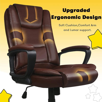 High-Back Ergonomic Leather Executive Office Chair, 400 lb Capacity