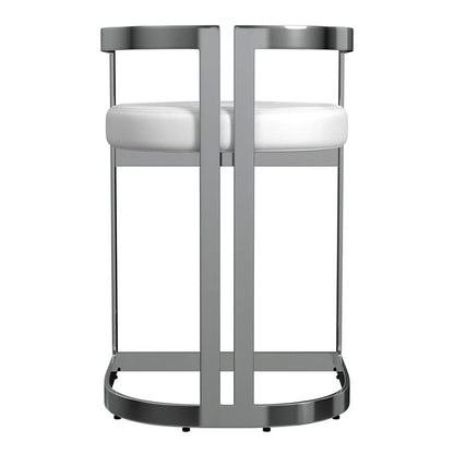 Butler Specialty Company Clarence Faux Leather 23in Dining Stool - Nickel Plated