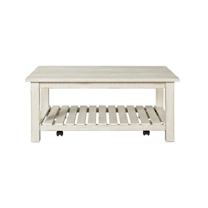 Bowery Hill Solid Wood Barn Door Coffee Table - Antique White