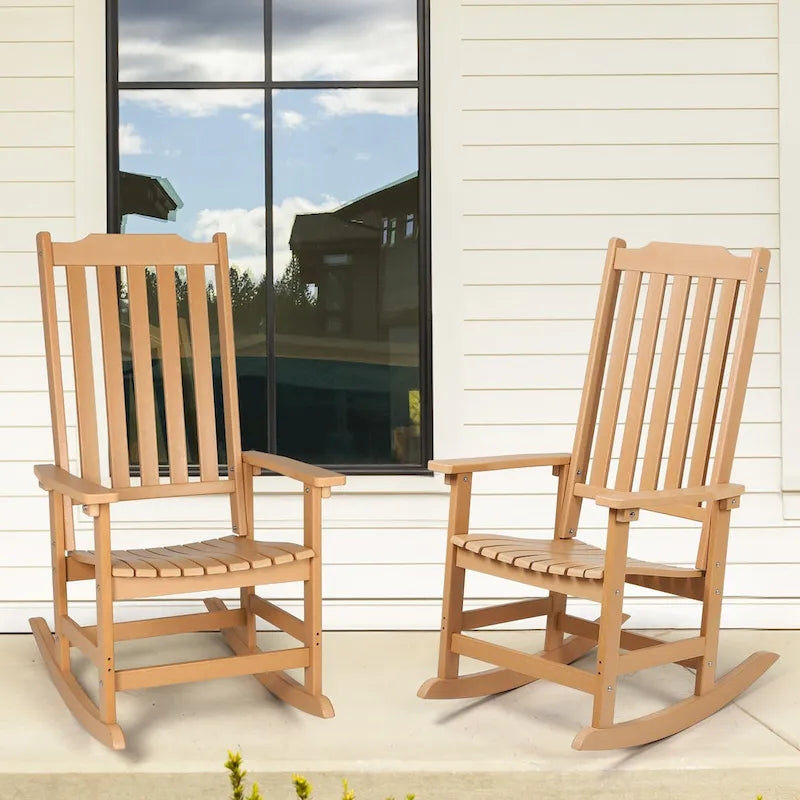 Vrakae Patio High-Back Rocking Chairs, 2-Piece, 21 x 34.6 x 46 Inches