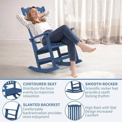 Vrakae Patio High-Back Rocking Chairs, 2-Piece, 21 x 34.6 x 46 Inches