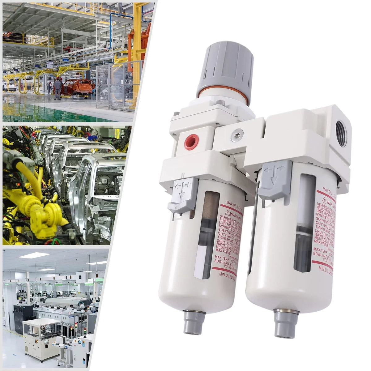 YIYIBYUS 1/2 in NPT Air Pressure Regulator Dryer Filter System With Water Trap Separator