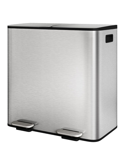 Garvee Dual Compartment Kitchen Step Trash Can, 2 x 10.6 gal, Silver