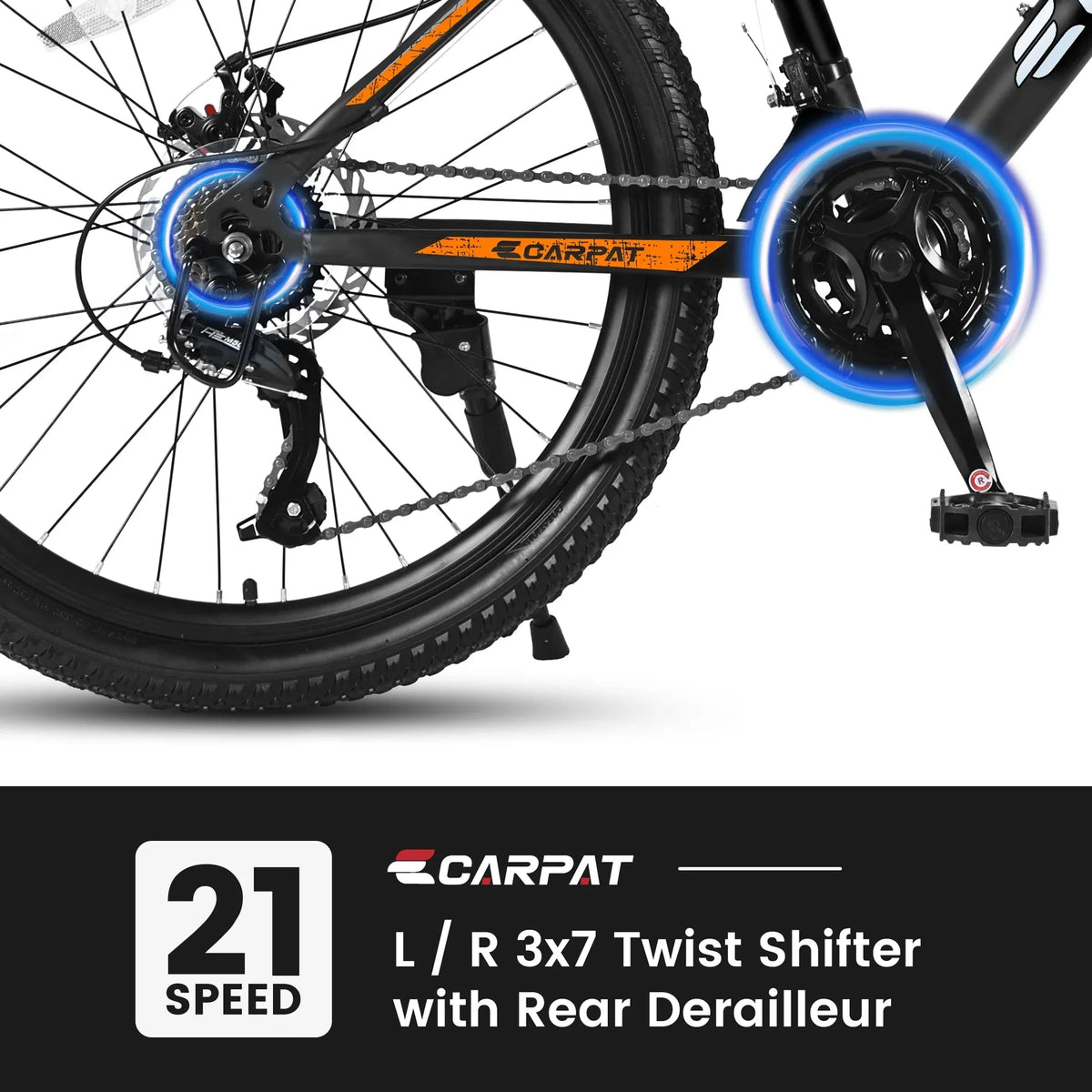 26 Inch Men's Mountain Bike With Shimano 21-Speed And Disc Brakes - Black Orange