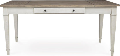 Signature Design by Ashley Rectangular Dining Table With Storage, White & Light Brown, 36in W x 66in D x 30.25in H - Skempton