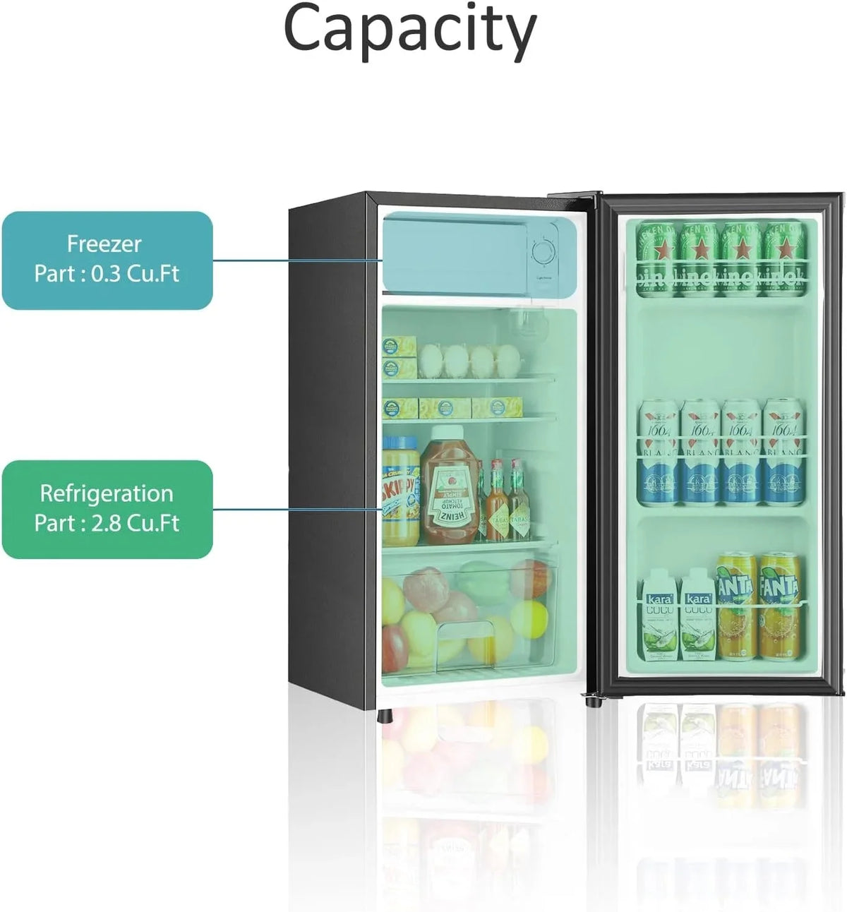 Kcpolre Mini Fridge With Freezer, 3.1 Cu.Ft, Pink - JINXIN85B