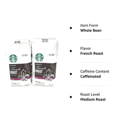 Starbucks French Roast Whole Bean Coffee, 80 Oz, 2 x 40 Oz Packs