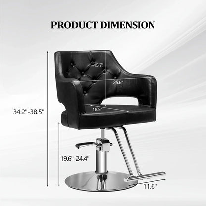 OmySalon Barber Styling Chair With Hydraulic Pump, 360 Swivel And Footrest - Black