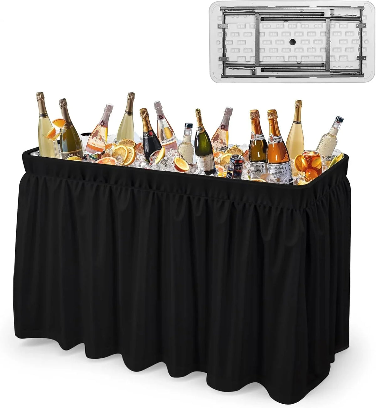 Black Portable Ice Table With Skirt - 4 ft