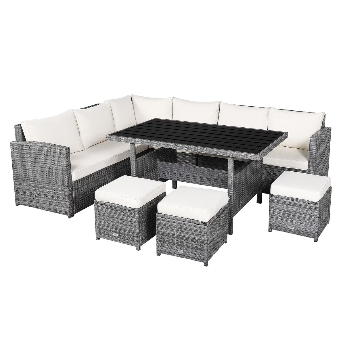Outdoor Rattan Patio Furniture Set, Black, 7-Piece