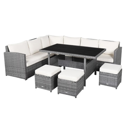 Outdoor Rattan Patio Furniture Set, Black, 7-Piece