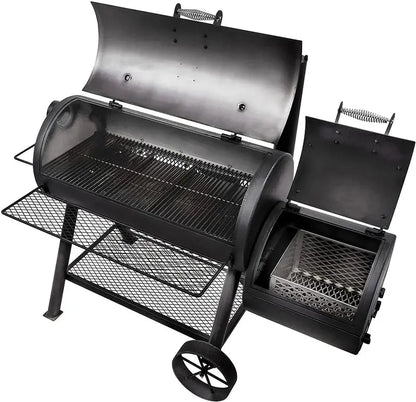 Oklahoma Joe's Longhorn Reverse Flow Smoker - Offset Barrel Design, Heavy-Gauge Steel, Dual Chamber Smoking