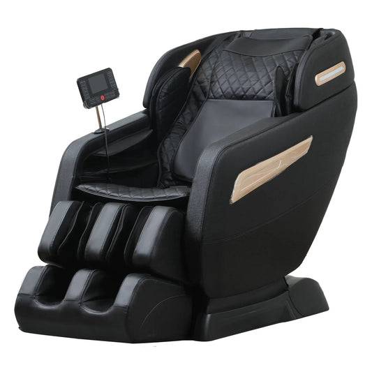 4D Zero Gravity Full Body Shiatsu Massage Chair With 58in SL Track - Premium Black Leather