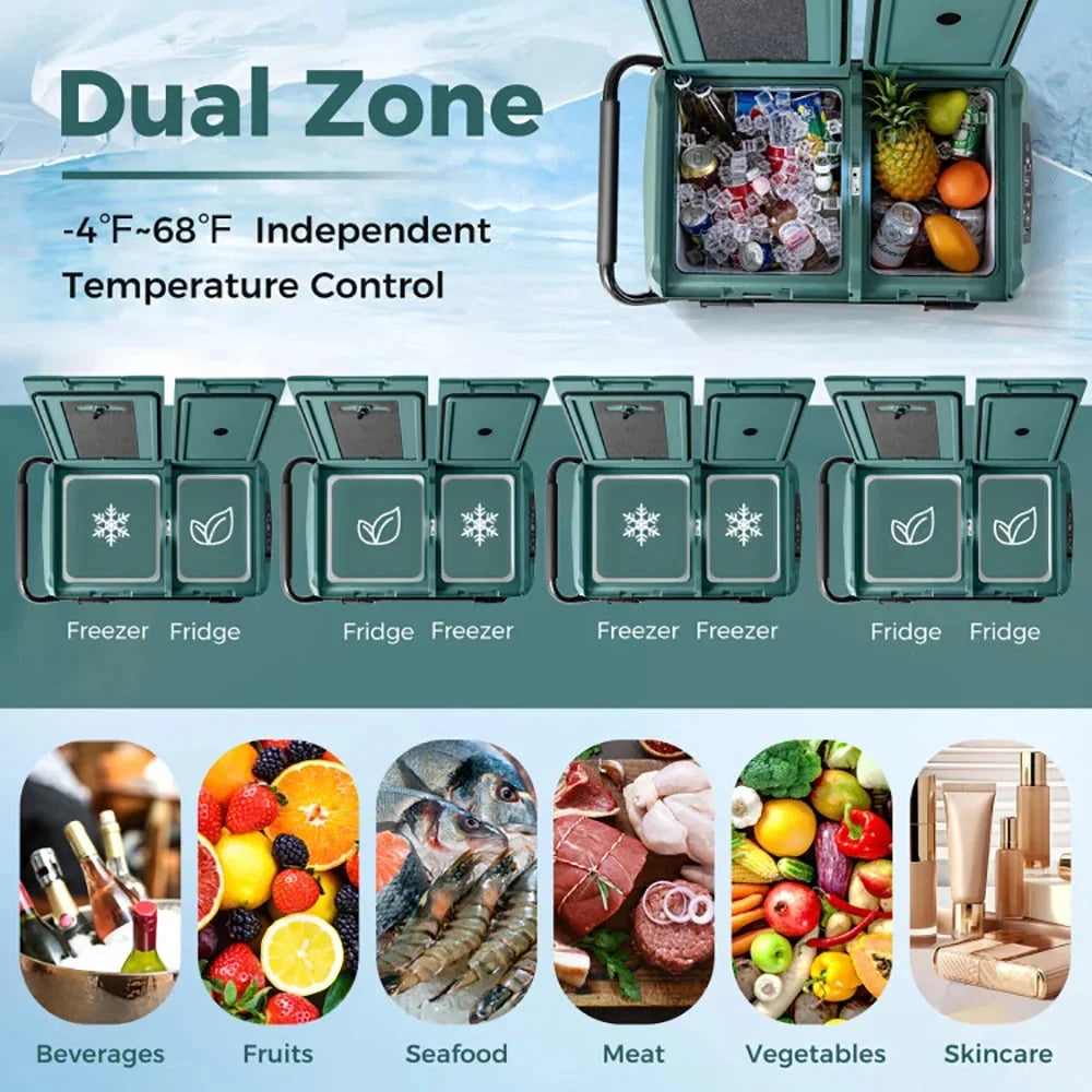 Spaco Dual-Zone 53QT Portable Car Refrigerator Freezer