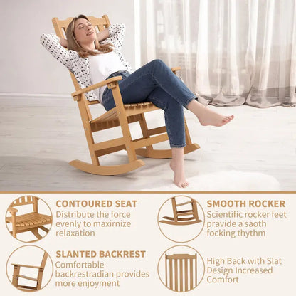 Vrakae Patio High-Back Rocking Chairs, 2-Piece, 21 x 34.6 x 46 Inches