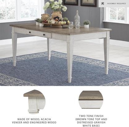 Signature Design by Ashley Rectangular Dining Table With Storage, White & Light Brown, 36in W x 66in D x 30.25in H - Skempton