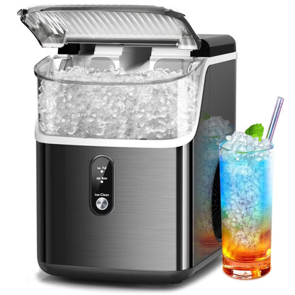 Auseo Countertop Nugget Ice Maker, 35lbs/24H, Self-Cleaning, Black