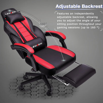 Big And Tall Gaming Chair With Footrest, 400 LB Capacity