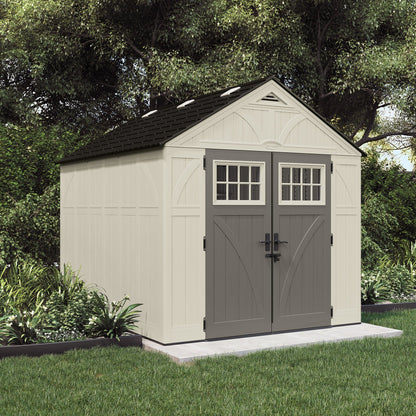 8 x 10 ft Steel-Reinforced Double-Wall Resin Storage Shed - Vanilla