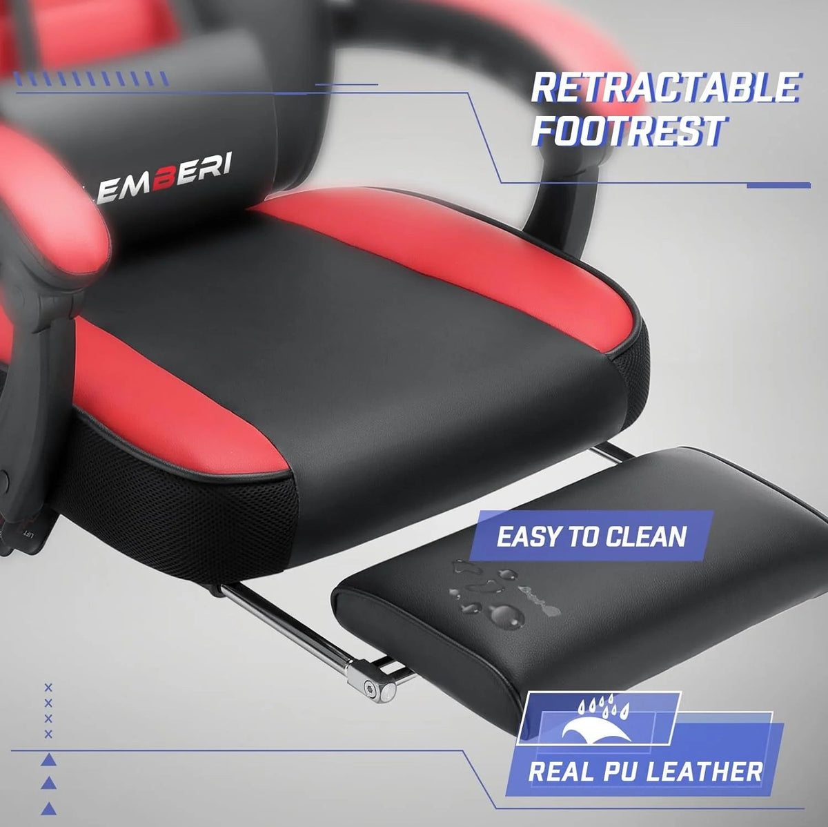 Big And Tall Gaming Chair With Footrest, 400 LB Capacity