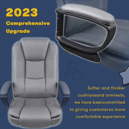 High-Back Ergonomic Leather Executive Office Chair, 400 lb Capacity