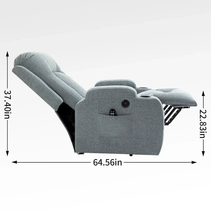 Lazy Boy Power Lift Recliner Chair With Massage, Lumbar Heating, USB Port And Cup Holders - Single Motor