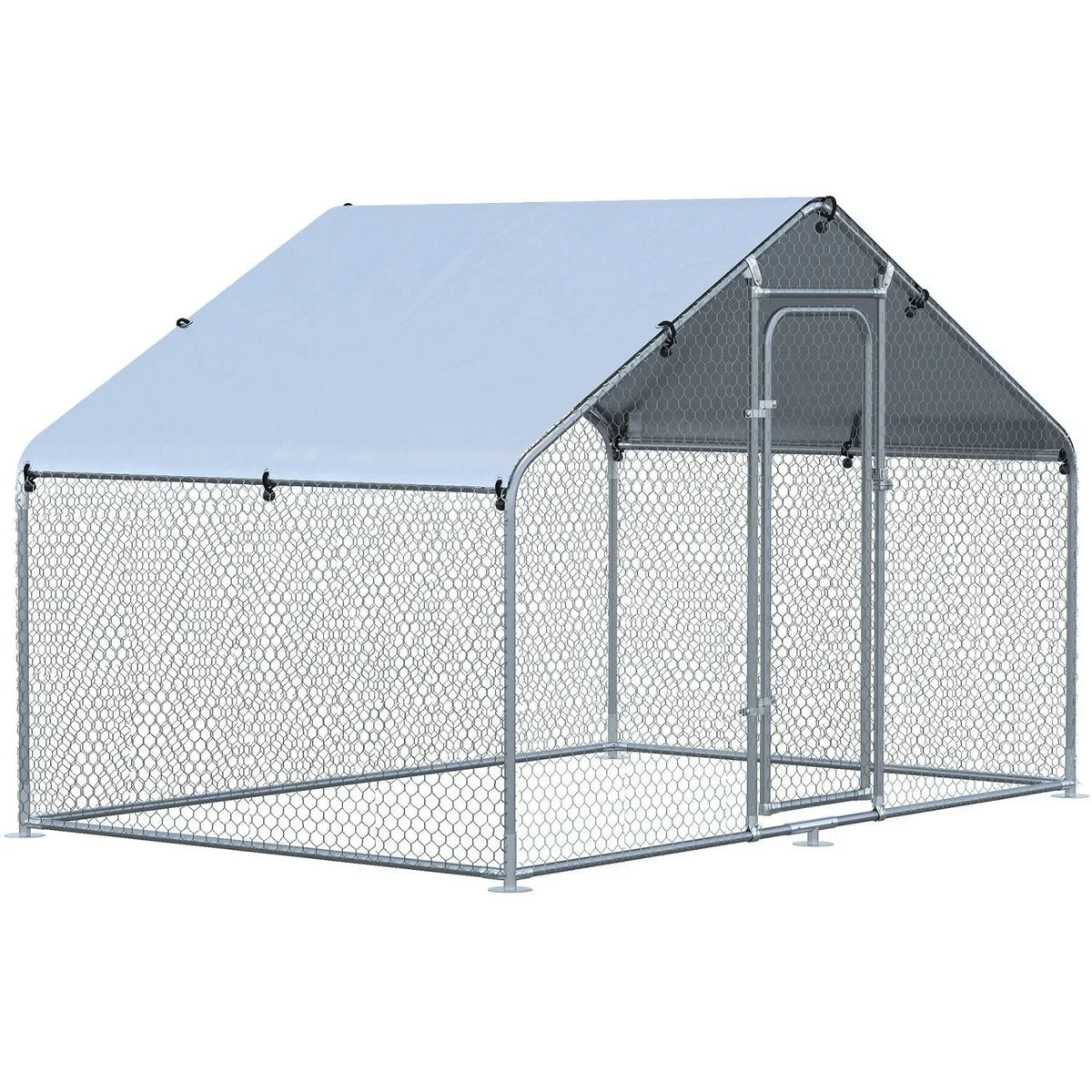 PawHut Walk-In Chicken Coop Run With Waterproof Anti-UV Cover - 9.8' x 6.6' x 6.4', 1.26 in Tube Diameter