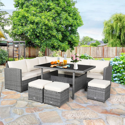 Outdoor Rattan Patio Furniture Set, Black, 7-Piece