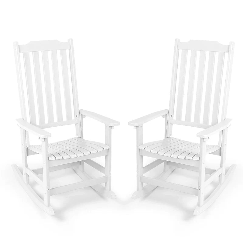 Vrakae Patio High-Back Rocking Chairs, 2-Piece, 21 x 34.6 x 46 Inches