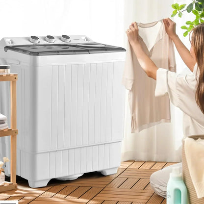 Costway Double Tub Washing Machine, 26 lb Capacity, 18 lb Wash, 8 lb Spin, Drain Pump