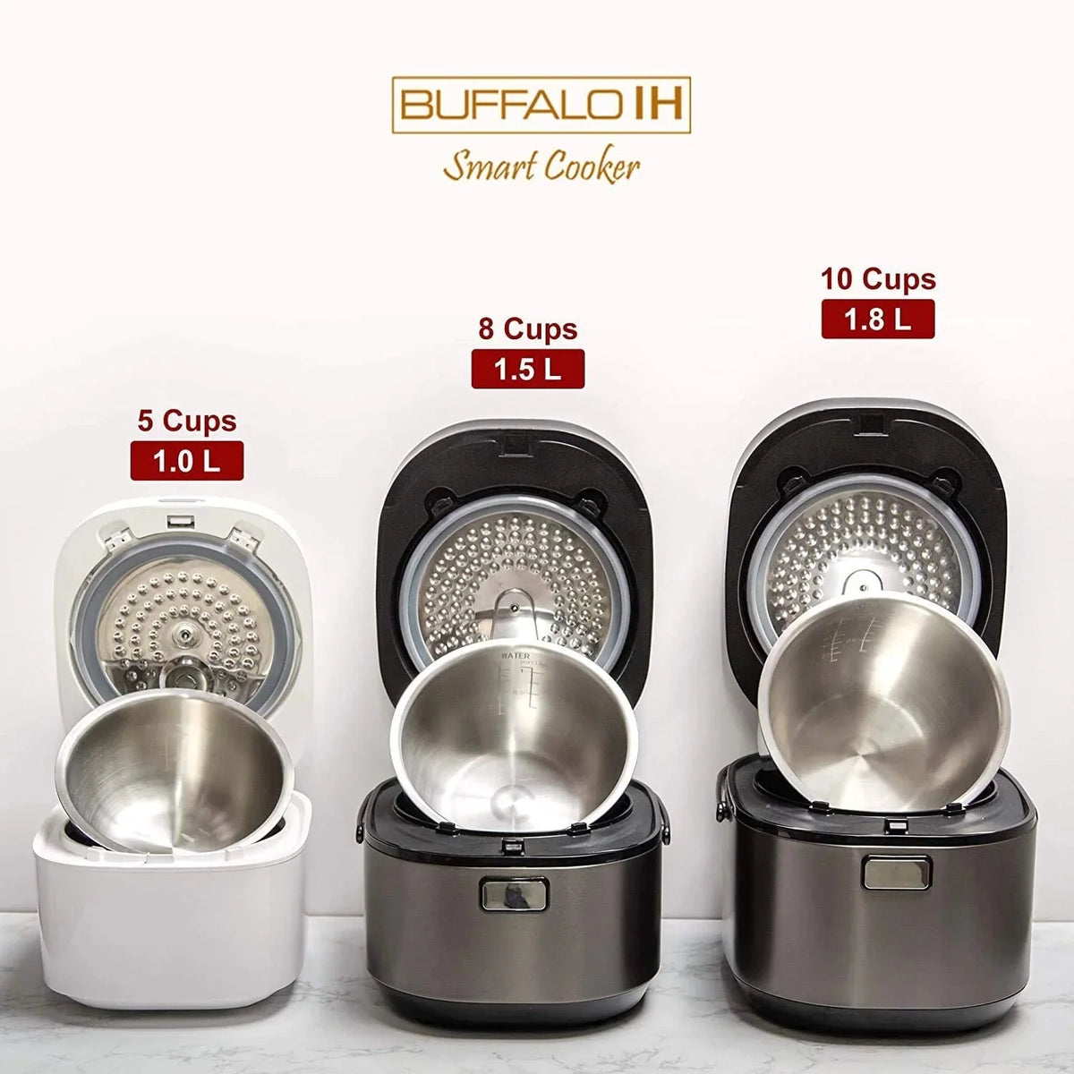 Buffalo White IH Smart Rice Cooker And Warmer, 1 L, 5 Cups