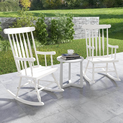 Costway Rubber Wood Rocking Chair, White, 22 x 32 x 44 in, 300 lbs