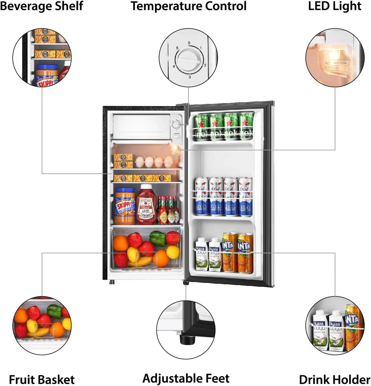 Kcpolre Mini Fridge With Freezer, 3.1 Cu.Ft, Pink - JINXIN85B