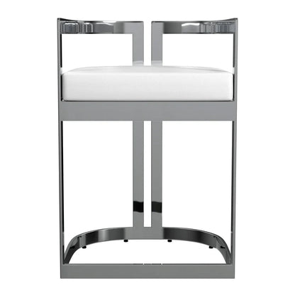 Butler Specialty Company Clarence Faux Leather 23in Dining Stool - Nickel Plated