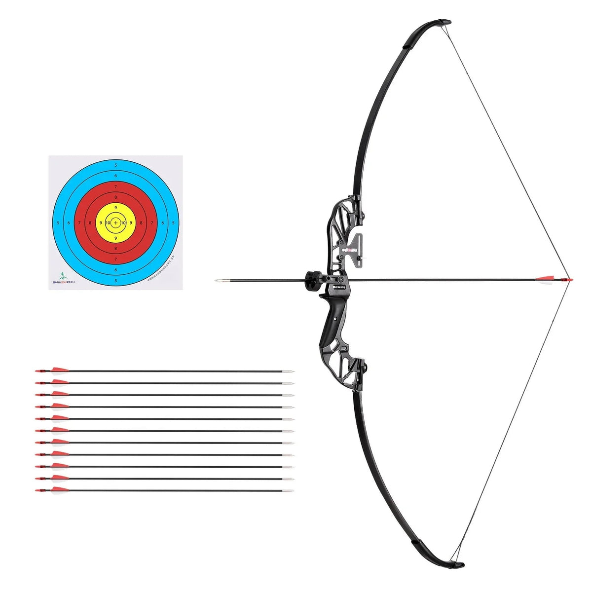 Everfit Recurve Bow And Arrow Set, 55lbs, 135cm, 12 Arrows