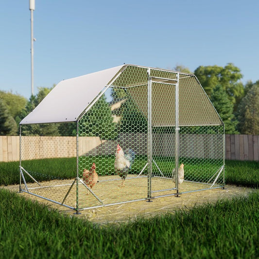 Walk-In Metal Chicken Coop And Poultry Run - 10 x 6.5-Foot