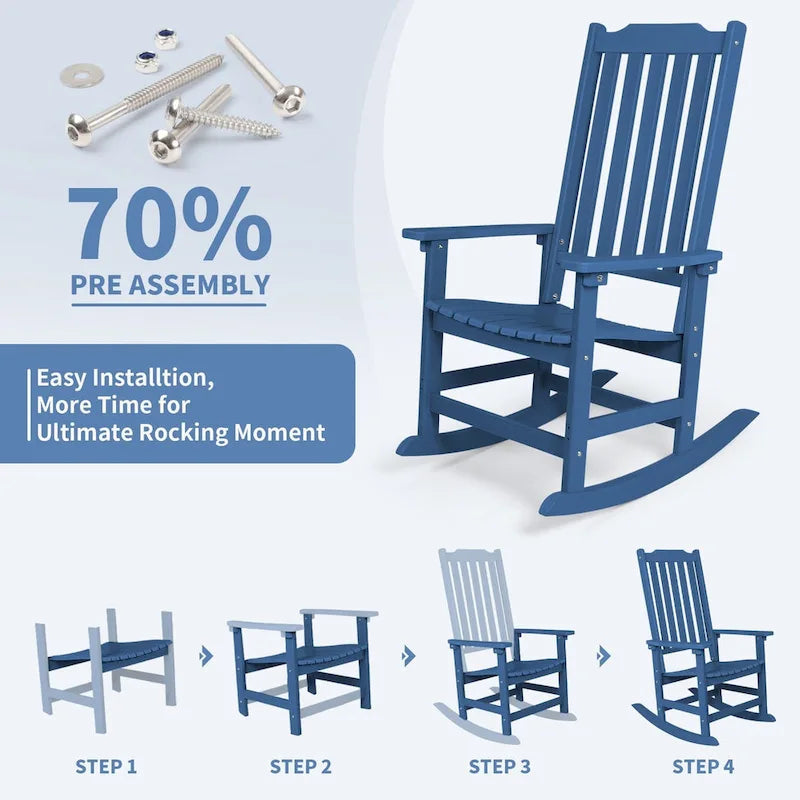 Vrakae Patio High-Back Rocking Chairs, 2-Piece, 21 x 34.6 x 46 Inches
