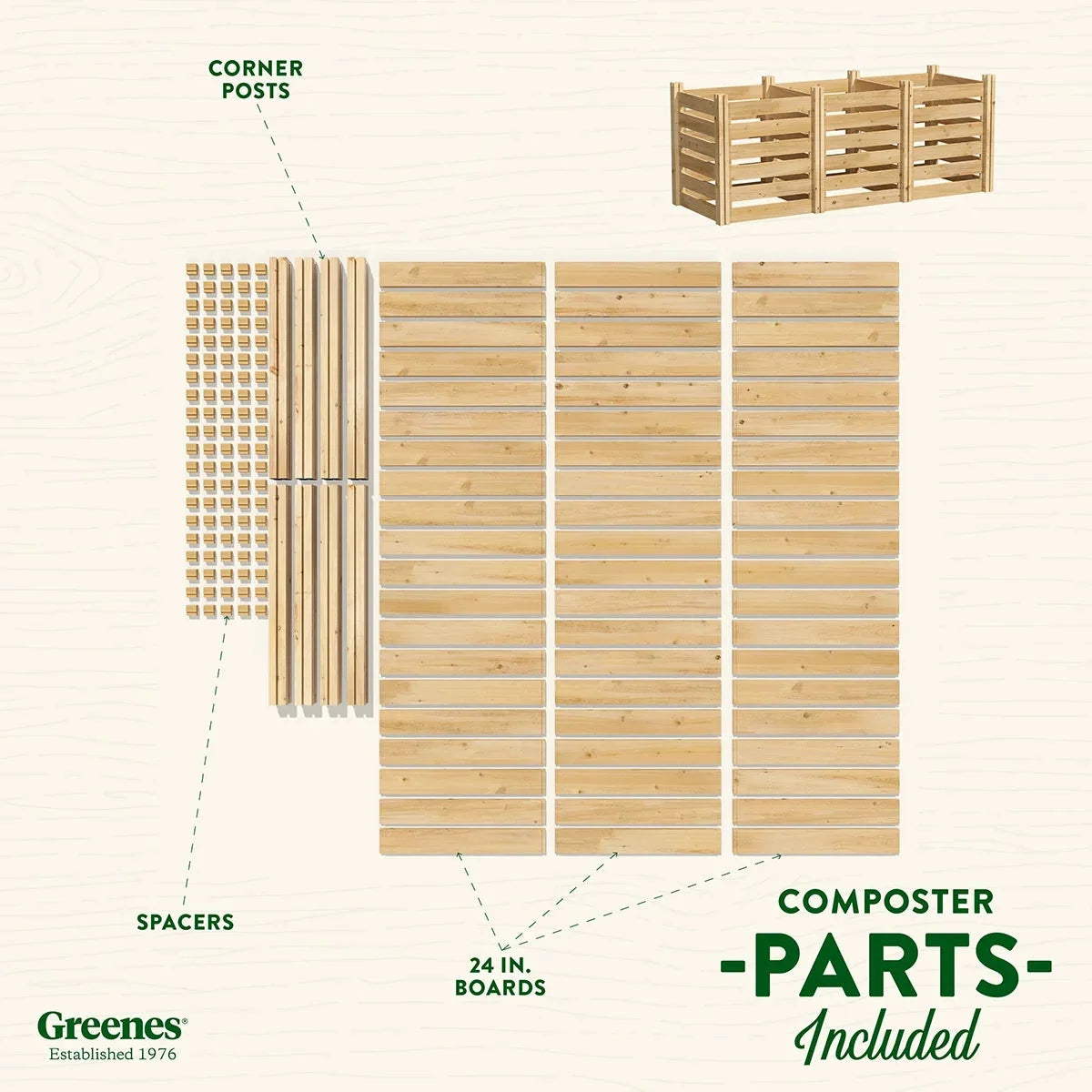 Greenes Fence Cedar Wood Composter 24 in x 24 in x 31 in, 77.3 Gal.
