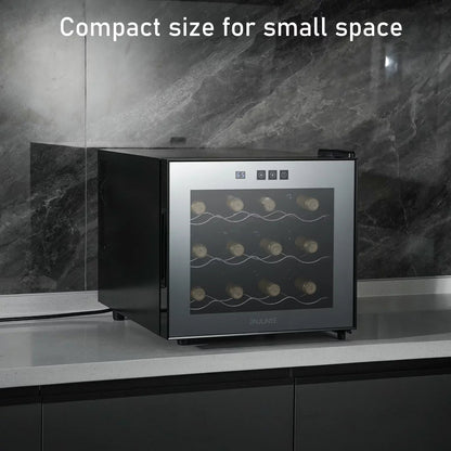 JINJUNYE Countertop Wine Cooler Refrigerator, 12 Bottle, Glass Door