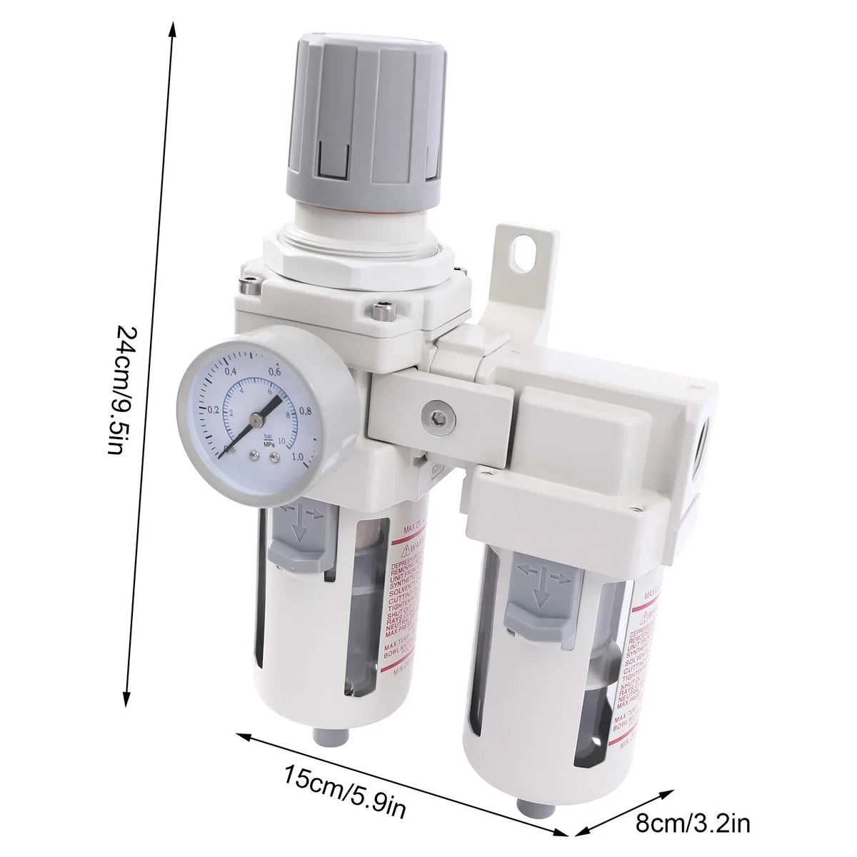 YIYIBYUS 1/2 in NPT Air Pressure Regulator Dryer Filter System With Water Trap Separator
