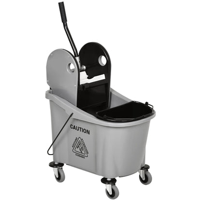 HOMCOM 9.5 Gallon Mop Bucket With Wringer Cleaning Cart, 38 Quart, Grey