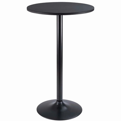 Round Bar-Height Bistro Pub Table With Metal Base And MDF Top, 23.8 x 23.8 x 39.5 Inch