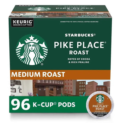Starbucks Pike Place Roast Medium Coffee K-Cups 96-Count - Keurig Compatible