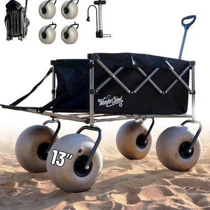 WONDERCAMEL Collapsible Beach Wagon With 13in Balloon Wheels, 185L