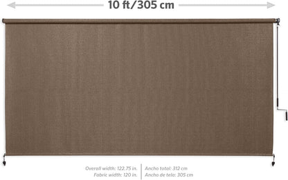 Coolaroo Outdoor Roller Shade With Wand - 10ft x 8ft Walnut
