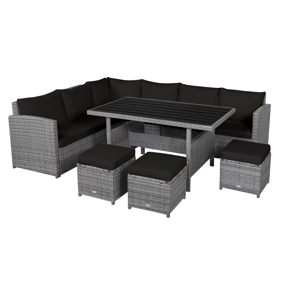 Outdoor Rattan Patio Furniture Set, Black, 7-Piece