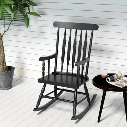 Costway Rubber Wood Rocking Chair, White, 22 x 32 x 44 in, 300 lbs
