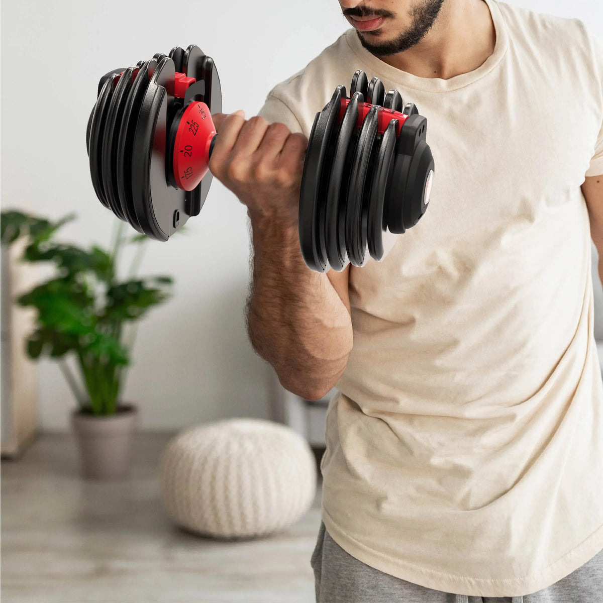 FitRx SmartBell Adjustable Dumbbell Set, 2-Pack, 25lb, 9-in-1 Quick-Select Weights, 2.5lb Increments
