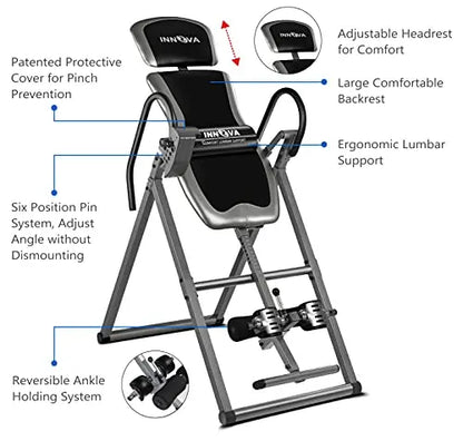 HEALTH AND FITNESS Inversion Table With Heavy-Duty Steel Frame And Adjustable Ankle Holders - ITX9600
