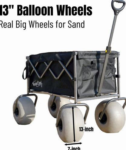 WONDERCAMEL Collapsible Beach Wagon With 13in Balloon Wheels, 185L
